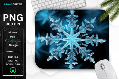 Frozen Ice Fractal Snowflakes Mouse Pad Sublimation Regulrcrative 