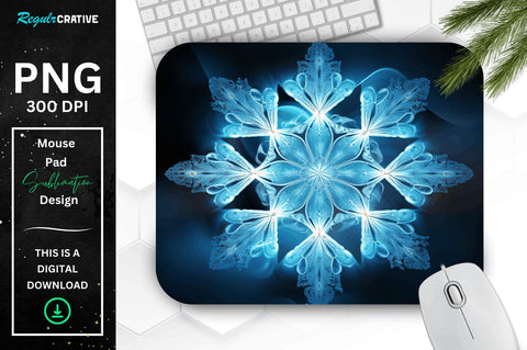 Frozen Ice Fractal Snowflakes Mouse Pad Sublimation Regulrcrative 