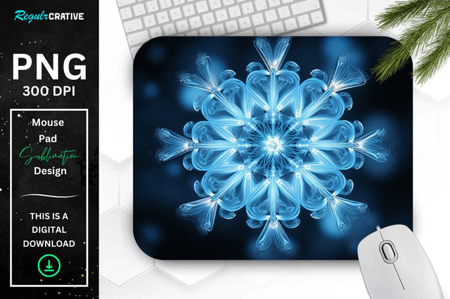 Frozen Ice Fractal Snowflakes Mouse Pad Sublimation Regulrcrative 
