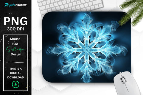 Frozen Ice Fractal Snowflakes Mouse Pad Sublimation Regulrcrative 