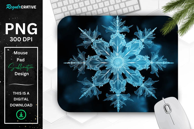 Frozen Ice Fractal Snowflakes Mouse Pad Sublimation Regulrcrative 