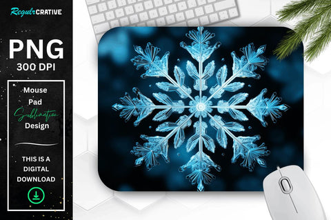 Frozen Ice Fractal Snowflakes Mouse Pad Sublimation Regulrcrative 
