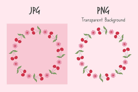 Fruit & Berry Wreath Frame PNG Sublimation Rin Green 