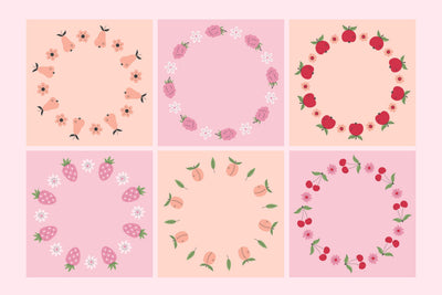 Fruit & Berry Wreath Frame PNG Sublimation Rin Green 