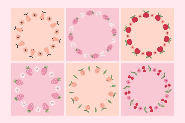 Fruit & Berry Wreath Frame PNG Sublimation Rin Green 