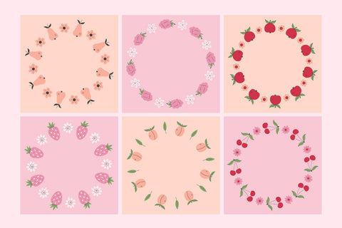 Fruit & Berry Wreath Frame PNG Sublimation Rin Green 