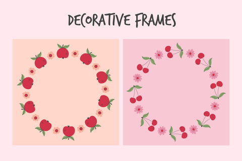 Fruit & Berry Wreath Frame PNG Sublimation Rin Green 