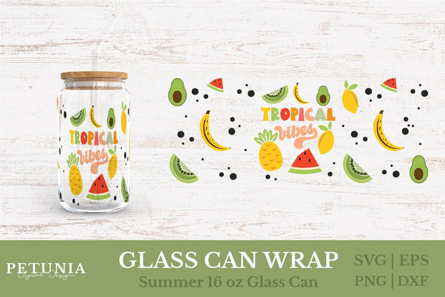 Fruit Can Glass Wrap | Glass Can Wrap SVG SVG Petunia Digital Design 