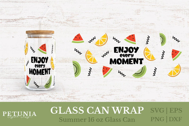 Fruit Can Glass Wrap | Glass Can Wrap SVG SVG Petunia Digital Design 