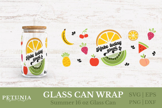 Fruit Can Glass Wrap | Glass Can Wrap SVG SVG Petunia Digital Design 