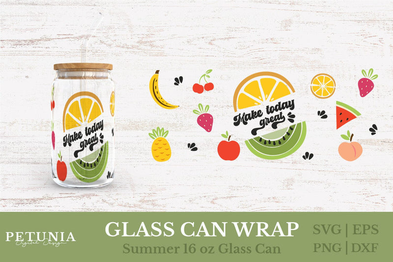 Fruit Can Glass Wrap | Glass Can Wrap SVG SVG Petunia Digital Design 