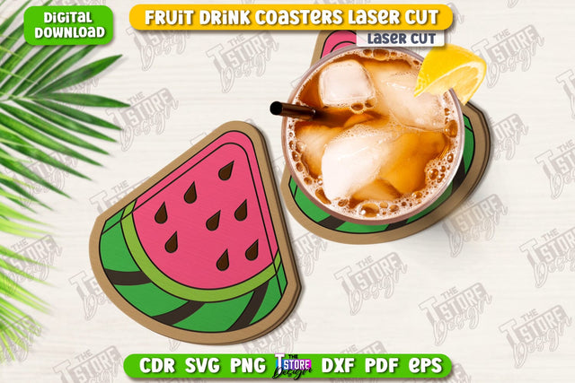 Fruit Coaster Laser Cut | Drinks Coasters | Kitchen Decor | Summer Design | CNC File SVG The T Store Design 