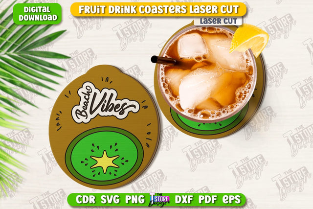 Fruit Coaster Laser Cut | Drinks Coasters | Kitchen Decor | Summer Design | CNC File SVG The T Store Design 