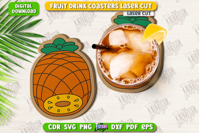 Fruit Coaster Laser Cut | Drinks Coasters | Kitchen Decor | Summer Design | CNC File SVG The T Store Design 