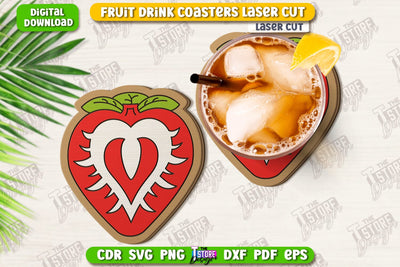 Fruit Coaster Laser Cut | Drinks Coasters | Kitchen Decor | Summer Design | CNC File SVG The T Store Design 
