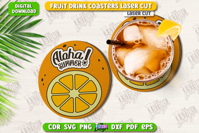 Fruit Coaster Laser Cut | Drinks Coasters | Kitchen Decor | Summer Design | CNC File SVG The T Store Design 
