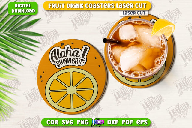 Fruit Coaster Laser Cut | Drinks Coasters | Kitchen Decor | Summer Design | CNC File SVG The T Store Design 