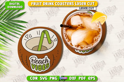 Fruit Coaster Laser Cut | Drinks Coasters | Kitchen Decor | Summer Design | CNC File SVG The T Store Design 