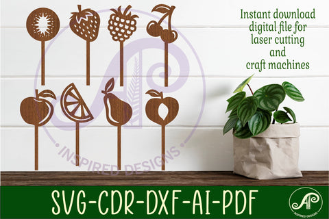Fruit cupcake toppers, 8designs SVG laser cut SVG APInspireddesigns 