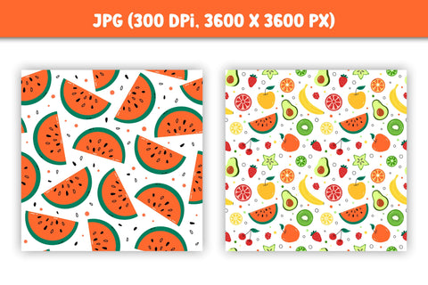 Fruit Digital Paper | Food Patterns JPG Bundle | Apples, Watermelon, Citrus, Cherry Berries Background | Cute Scrapbooking Paper Collection Digital Pattern AnnaViolet_store 
