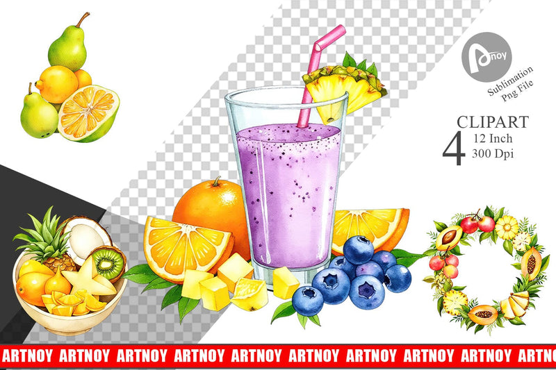 Fruit Fiesta Clipart Sublimation artnoy 