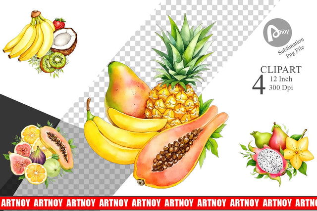 Fruit Fiesta Clipart Sublimation artnoy 