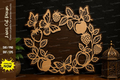 Fruit Floral Wreath Laser Cut SVG Design SVG Regulrcrative 