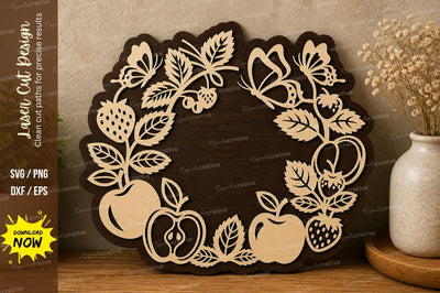 Fruit Floral Wreath laser cut svg File SVG Regulrcrative 
