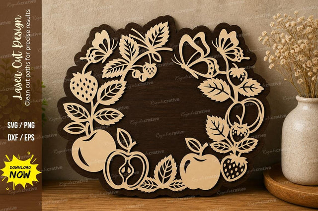 Fruit Floral Wreath laser cut svg File SVG Regulrcrative 