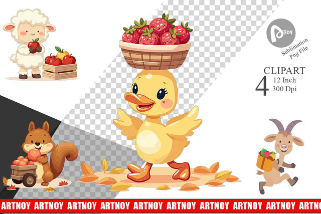 Fruit Harvest Babies Clipart Sublimation artnoy 
