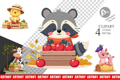 Fruit Harvest Babies Clipart Sublimation artnoy 