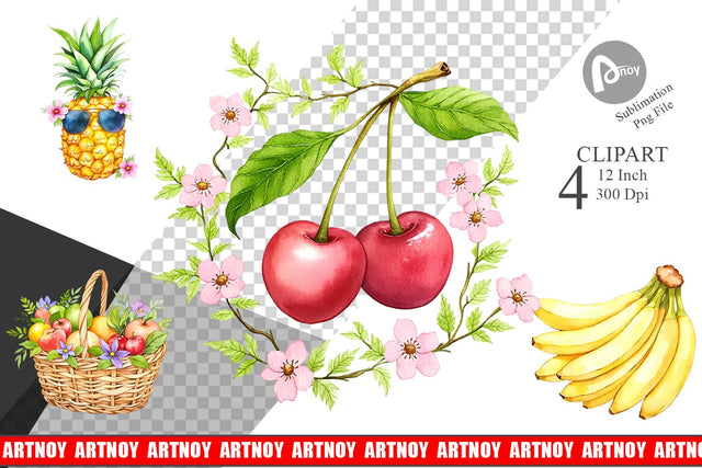 Fruit Picnic Clipart Sublimation artnoy 