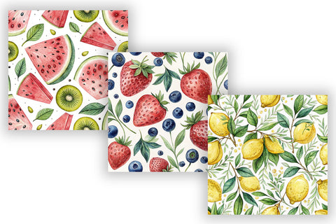 Fruit Seamless Patterns Digital Paper, Seamless Watercolor Summer Bundle Pack, Printable Scrapbook Paper, Fresh Botanical Design Collection Digital Pattern FloridPrintables 