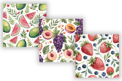 Fruit Seamless Patterns Digital Paper, Seamless Watercolor Summer Bundle Pack, Printable Scrapbook Paper, Fresh Botanical Design Collection Digital Pattern FloridPrintables 