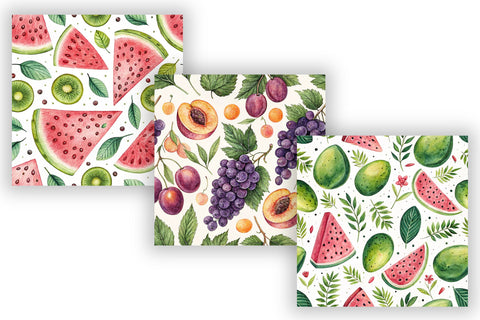 Fruit Seamless Patterns Digital Paper, Seamless Watercolor Summer Bundle Pack, Printable Scrapbook Paper, Fresh Botanical Design Collection Digital Pattern FloridPrintables 