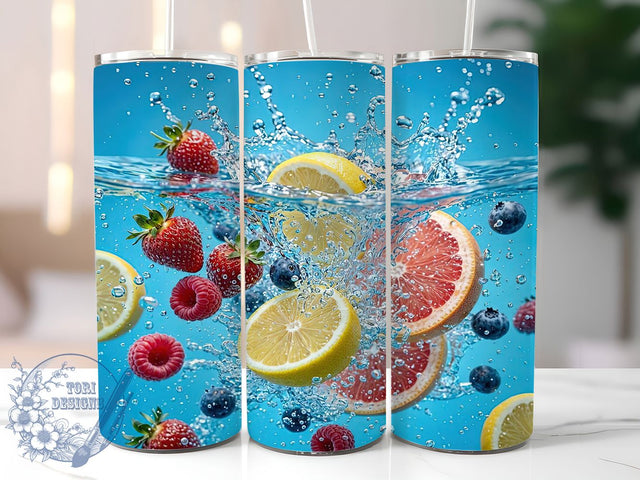 Fruit Water Splash High-Speed Photo 20oz Tumbler, Fruit Splash, High Speed Photo, Water Droplet, 20oz Tumbler Wrap, Sublimation Design, Dynamic Action, Digital Download Sublimation ToriDesigns 