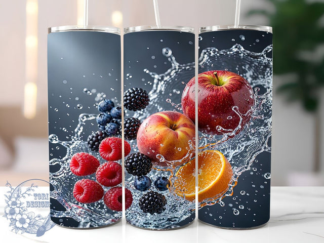 Fruit Water Splash Macro Photography 20oz Tumbler, Fruit Splash, Water Macro, Fresh Photography, 20oz Tumbler Wrap, Sublimation Design, Summer Refreshment, Digital Download Sublimation ToriDesigns 