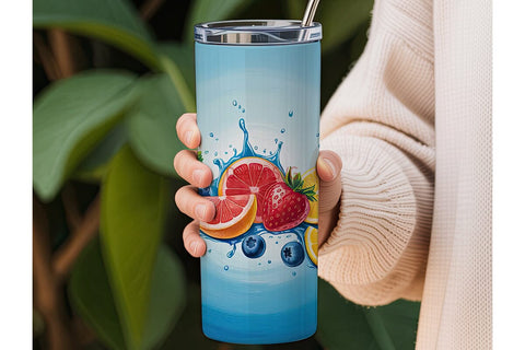 Fruity Splash 20oz Tumbler Wrap Sublimation DesignSVG 