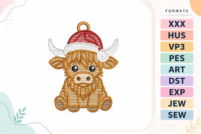 FSL Christmas Highland Cow Embroidery Designs Embroidery/Applique DESIGNS sg embroidery 