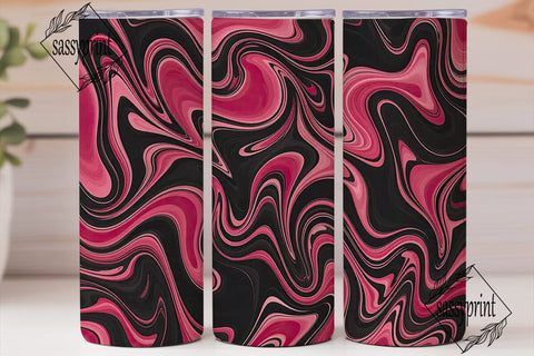 Fuchsia Black Abstract 20oz Tumbler Wrap Sublimation sassyprint 
