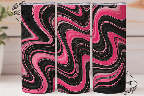 Fuchsia Black Abstract 20oz Tumbler Wrap Sublimation sassyprint 