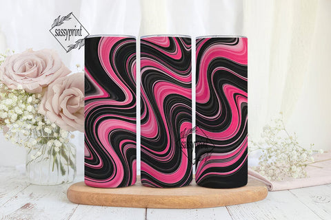 Fuchsia Black Abstract 20oz Tumbler Wrap Sublimation sassyprint 