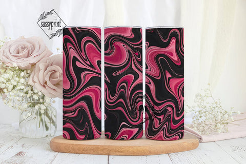 Fuchsia Black Abstract 20oz Tumbler Wrap Sublimation sassyprint 