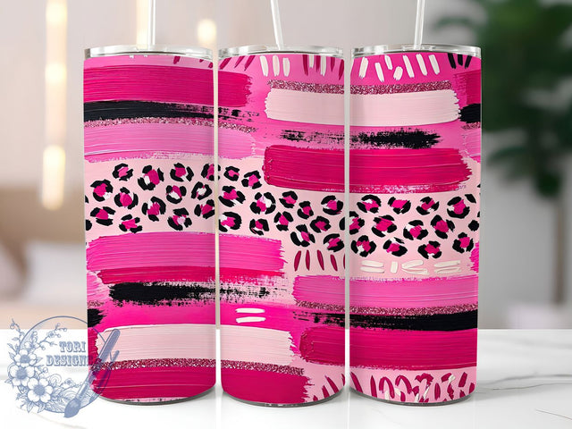 Fuchsia Leopard Hearts 20oz Tumbler, Leopard Print, Fuchsia Style, Heart Pattern, Sublimation Wrap, 20oz Tumbler, Bold Aesthetic, Romantic Grunge Sublimation ToriDesigns 