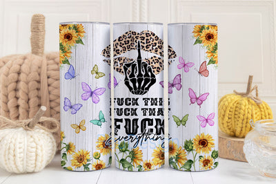 Fuck This, That, Everything 20 oz Skinny Tumbler Wrap Sublimation Design, Funny Sarcastic Adult Humor, Leopard Print, Digital Download PNG Sublimation BouDesign 
