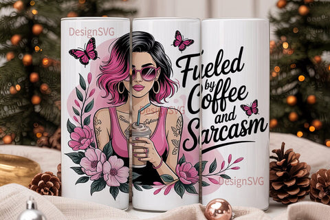 Fueled by Coffee 20oz Tumbler Wrap Sublimation DesignSVG 