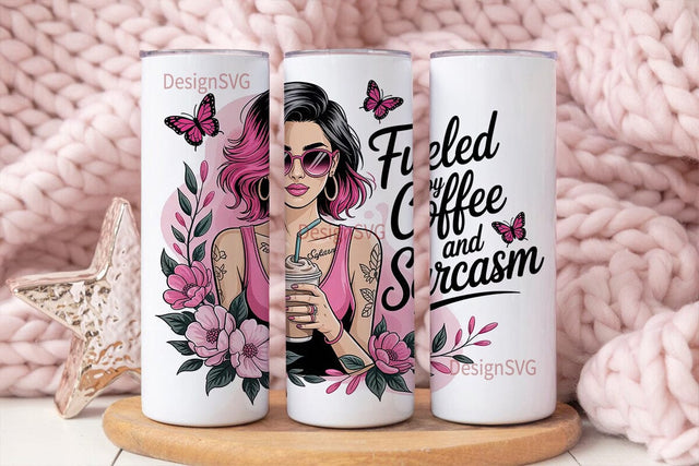 Fueled by Coffee 20oz Tumbler Wrap Sublimation DesignSVG 