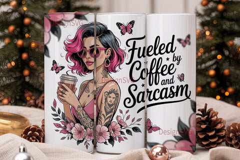 Fueled by Coffee 20oz Tumbler Wrap Sublimation DesignSVG 