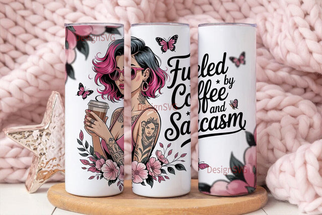 Fueled by Coffee 20oz Tumbler Wrap Sublimation DesignSVG 