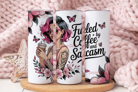 Fueled by Coffee 20oz Tumbler Wrap Sublimation DesignSVG 